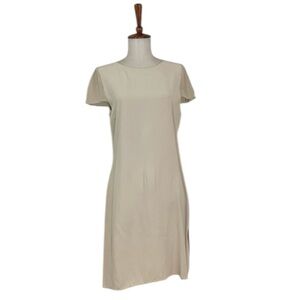 Gianni Versace Genny Oro Dress Women’s 10 80s 90s Cream NWT Chic Minimal Shift